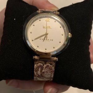 NWT Coach watch watch with leather floral band.